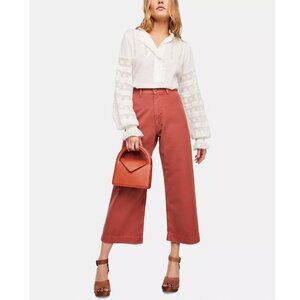 Free People We The Free Patti Cropped Cotton Pants in Rust / Orange Size 30